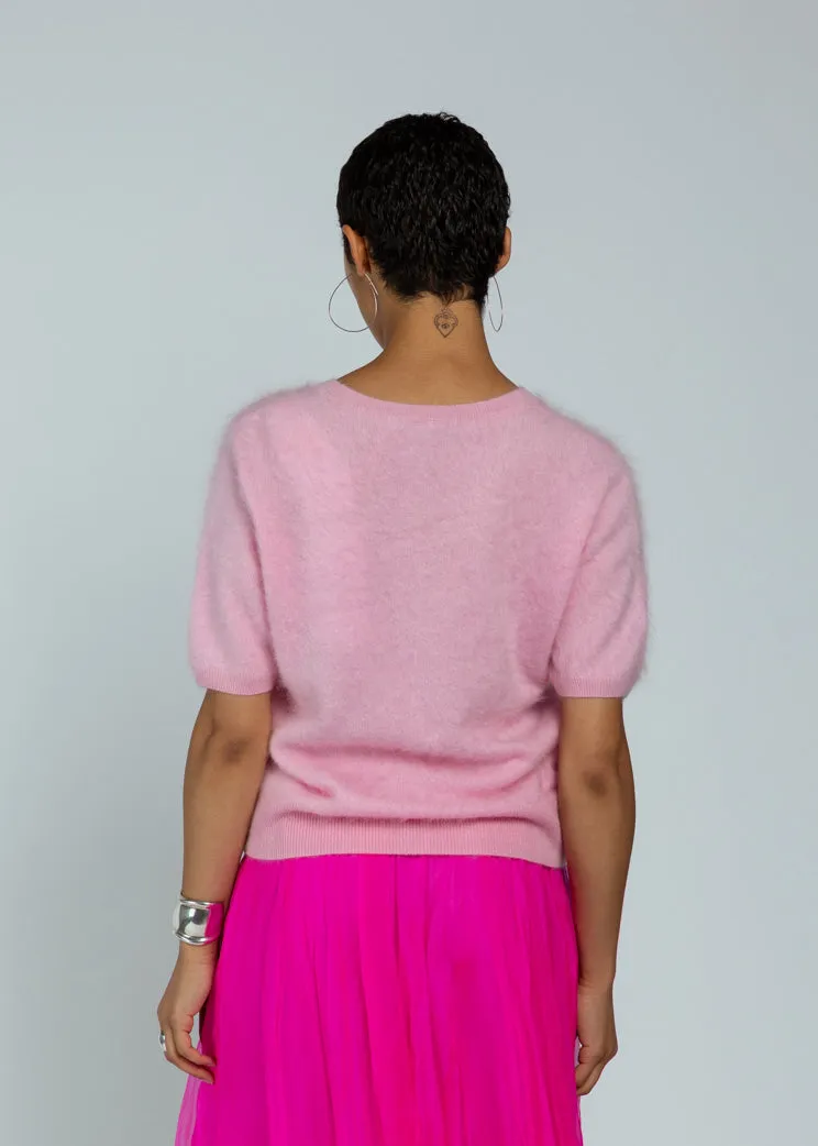 Absolut Cashmere Bubble Gum Amaya Short Sleeve Sweater
