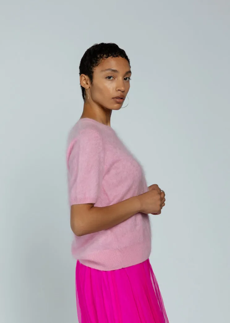 Absolut Cashmere Bubble Gum Amaya Short Sleeve Sweater
