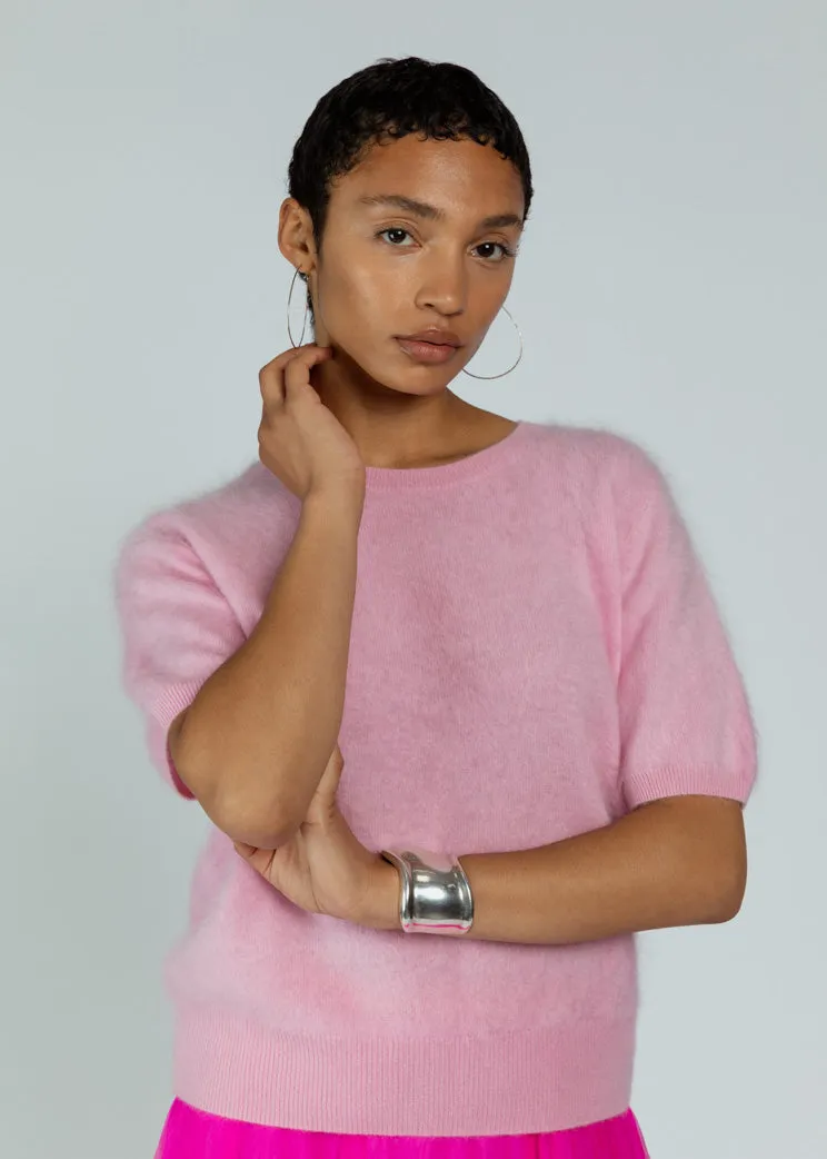 Absolut Cashmere Bubble Gum Amaya Short Sleeve Sweater