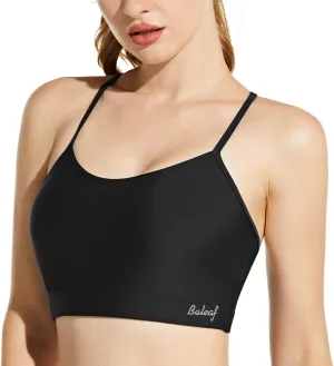 baleaf Women's Bikini Tops Adjustable Straps Modest Push Up Swim Sports Top Built in Bra UPF 50  Removable Padded Swimsuit