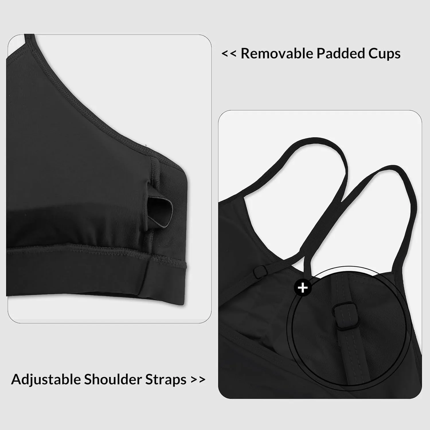 baleaf Women's Bikini Tops Adjustable Straps Modest Push Up Swim Sports Top Built in Bra UPF 50  Removable Padded Swimsuit