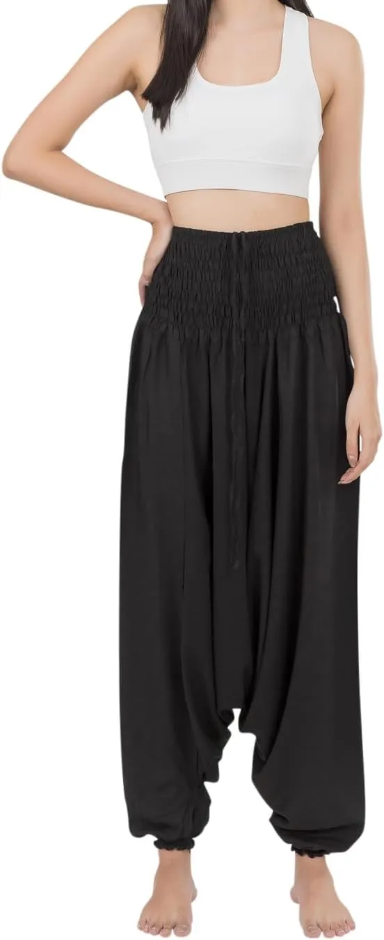 Banjamath Women's Peacock Print Aladdin Harem Hippie Pants Jumpsuit