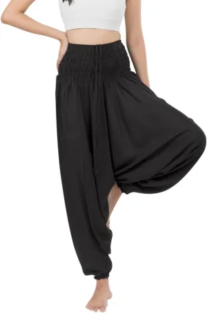 Banjamath Women's Peacock Print Aladdin Harem Hippie Pants Jumpsuit
