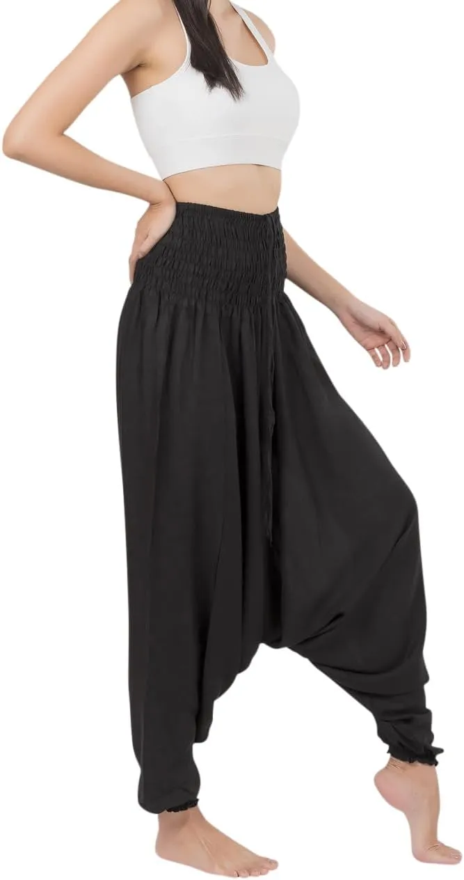 Banjamath Women's Peacock Print Aladdin Harem Hippie Pants Jumpsuit