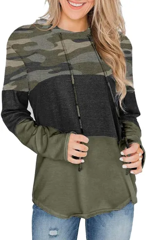 Barlver Women's Casual Hoodies Color Block Long Sleeve Drawstring Sweatshirts 1/4 Zip Pullover Lightweight Tops with Pocket