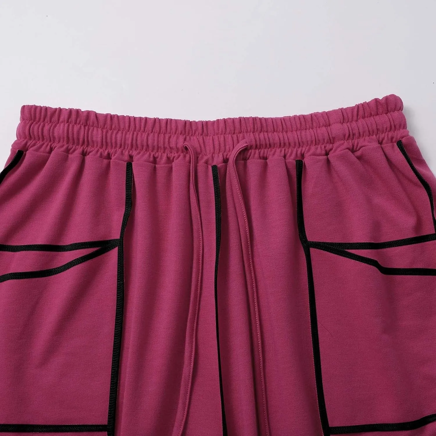 Barrel Pants Women Baggy Wide Leg Casual Summer Palazzo Drawstring Elastic High Waist Lounge Sweatpants with Pockets