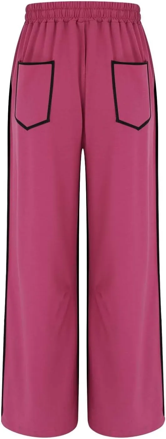 Barrel Pants Women Baggy Wide Leg Casual Summer Palazzo Drawstring Elastic High Waist Lounge Sweatpants with Pockets