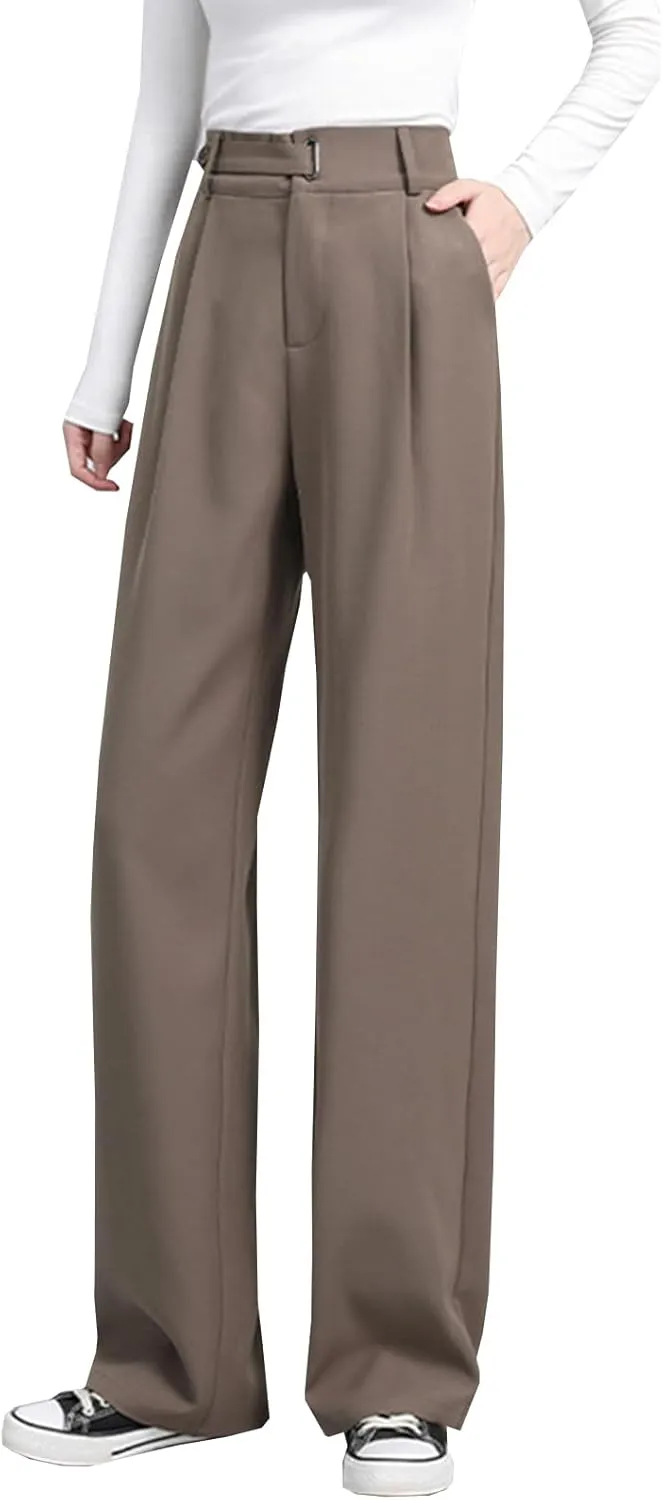 Betusline Women's Wide Leg Pants Business Casual Straight Office Trousers for Women, X-Small-3X-Large