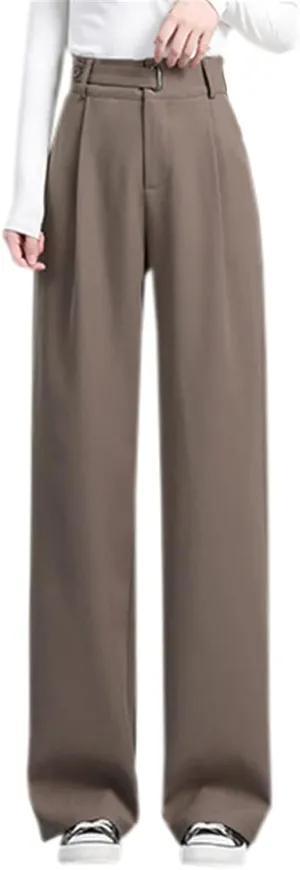 Betusline Women's Wide Leg Pants Business Casual Straight Office Trousers for Women, X-Small-3X-Large