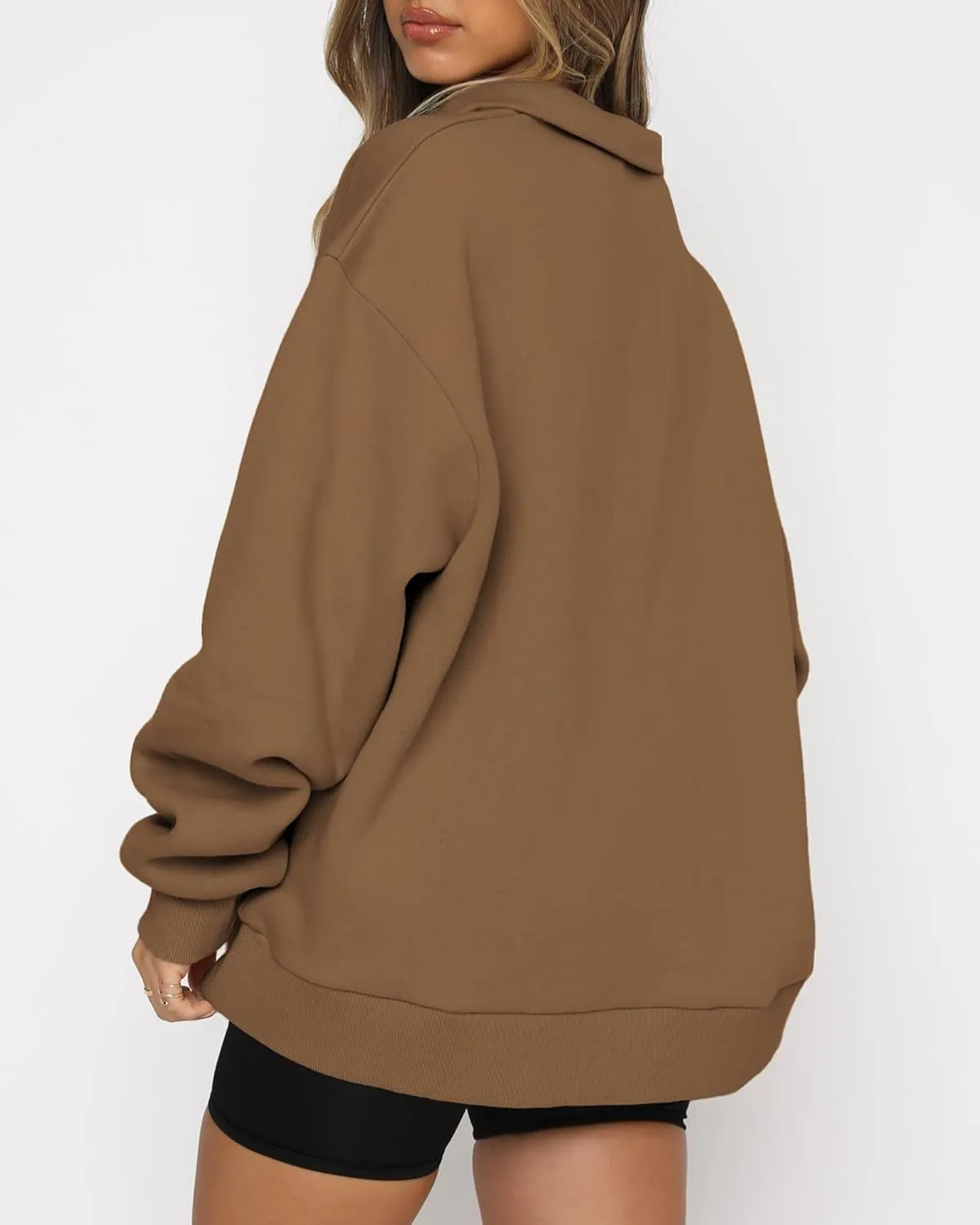 BTFBM Women's Quarter Zip Sweatshirt 2024 Fall Spring Oversized Casual Long Sleeve Workout Pullover Y2K Clothes