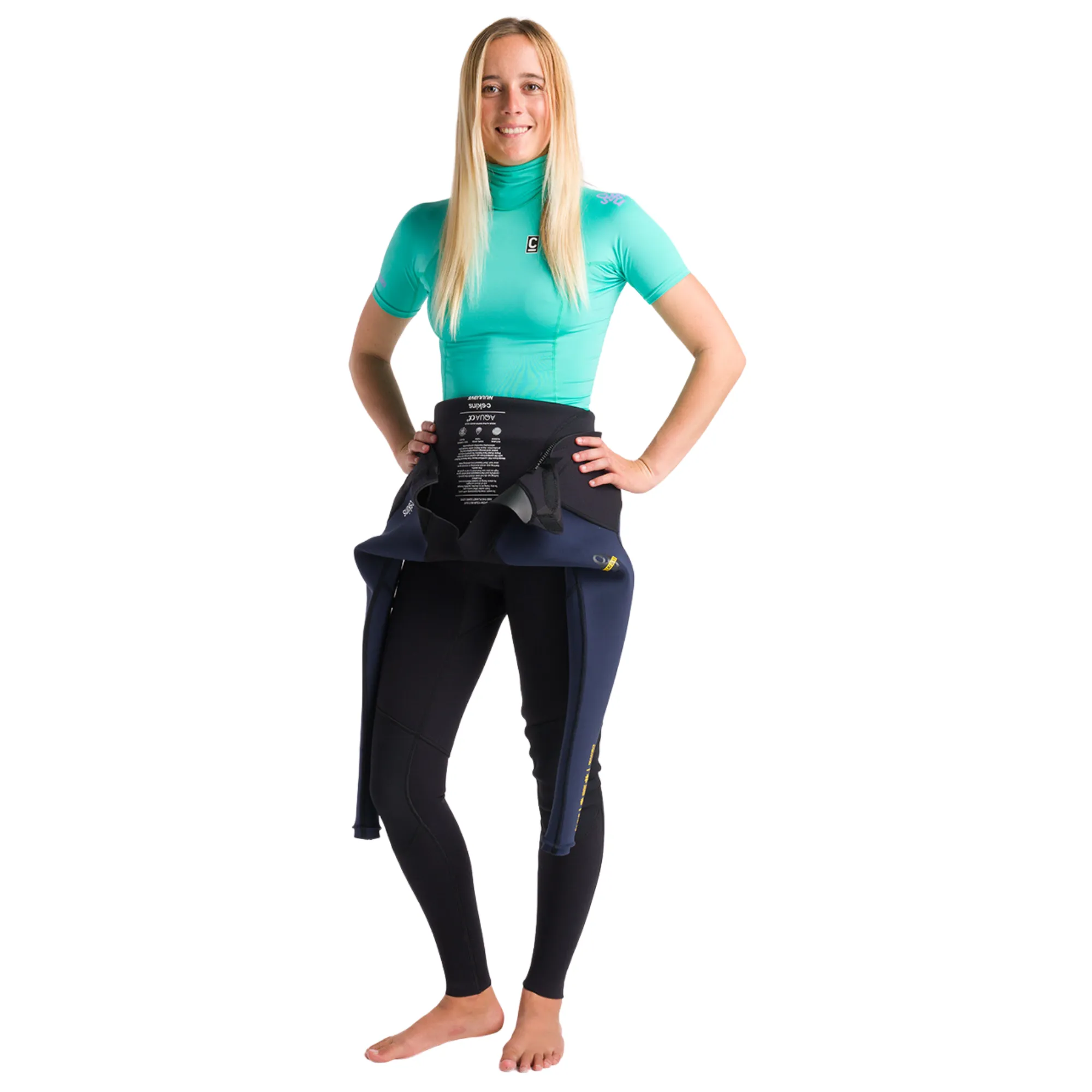 C-Skins Women's NuWave Rash X UPF50  Short Sleeve Rash Vest (Aqua/Lilac)