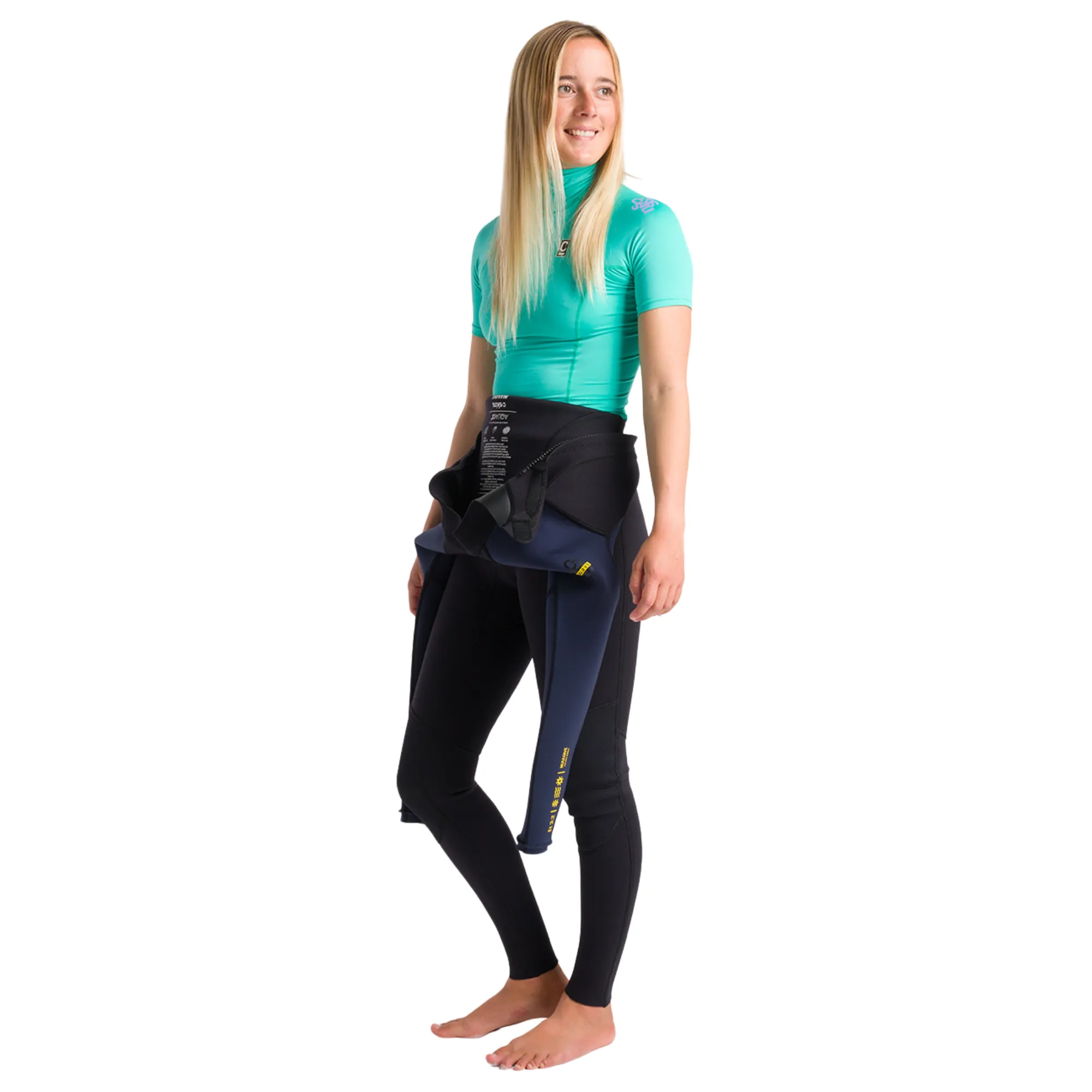 C-Skins Women's NuWave Rash X UPF50  Short Sleeve Rash Vest (Aqua/Lilac)