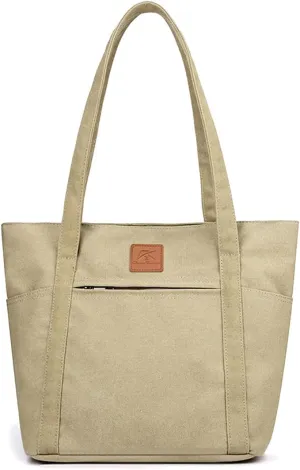 Canvas Shoulder Bag Women Handbag Large Capacity Top Handle Bag Chic Bag Multi-Pockets Tote Bag Casual Hobo Bag