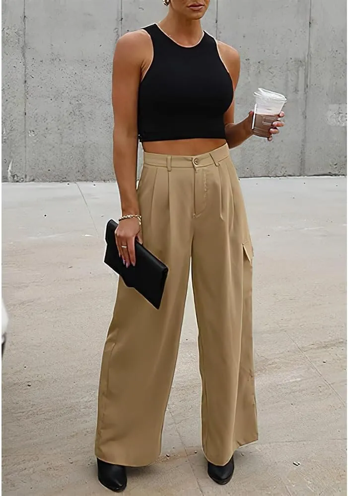 Cargo Pants for Women Baggy Casual High Waist Wide Leg Work Trouser Y2K Pockets Combat Military Pants