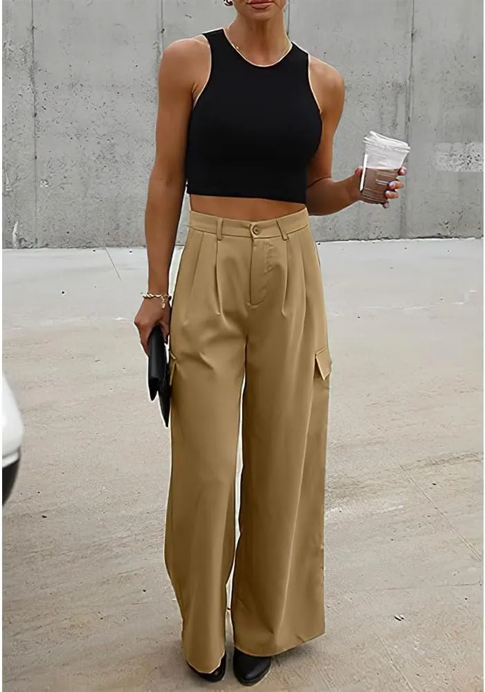 Cargo Pants for Women Baggy Casual High Waist Wide Leg Work Trouser Y2K Pockets Combat Military Pants