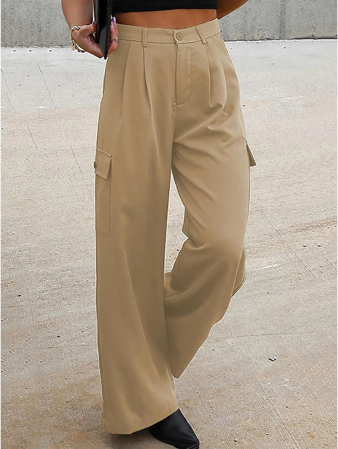 Cargo Pants for Women Baggy Casual High Waist Wide Leg Work Trouser Y2K Pockets Combat Military Pants