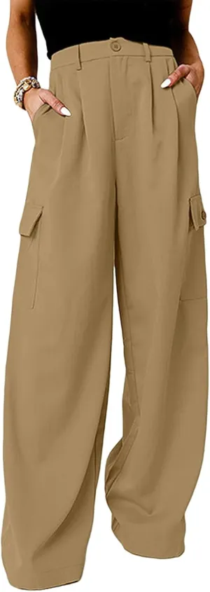 Cargo Pants for Women Baggy Casual High Waist Wide Leg Work Trouser Y2K Pockets Combat Military Pants