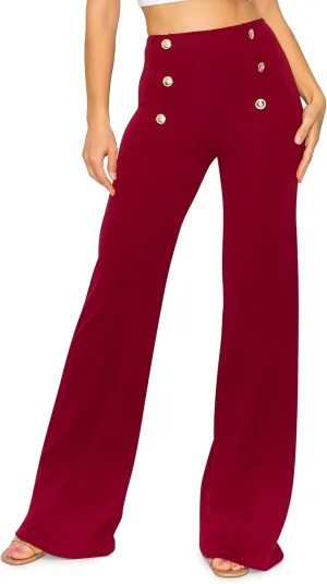 Cemi Ceri Women's High Waist Dress Pants w/Button Decorate