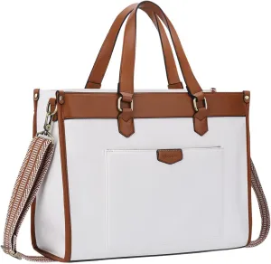 Chase Chic Laptop Bag for Women, Canvas Tote Bag for Work Lady 15.6 Inch Computer Shoulder Bag for College,Office