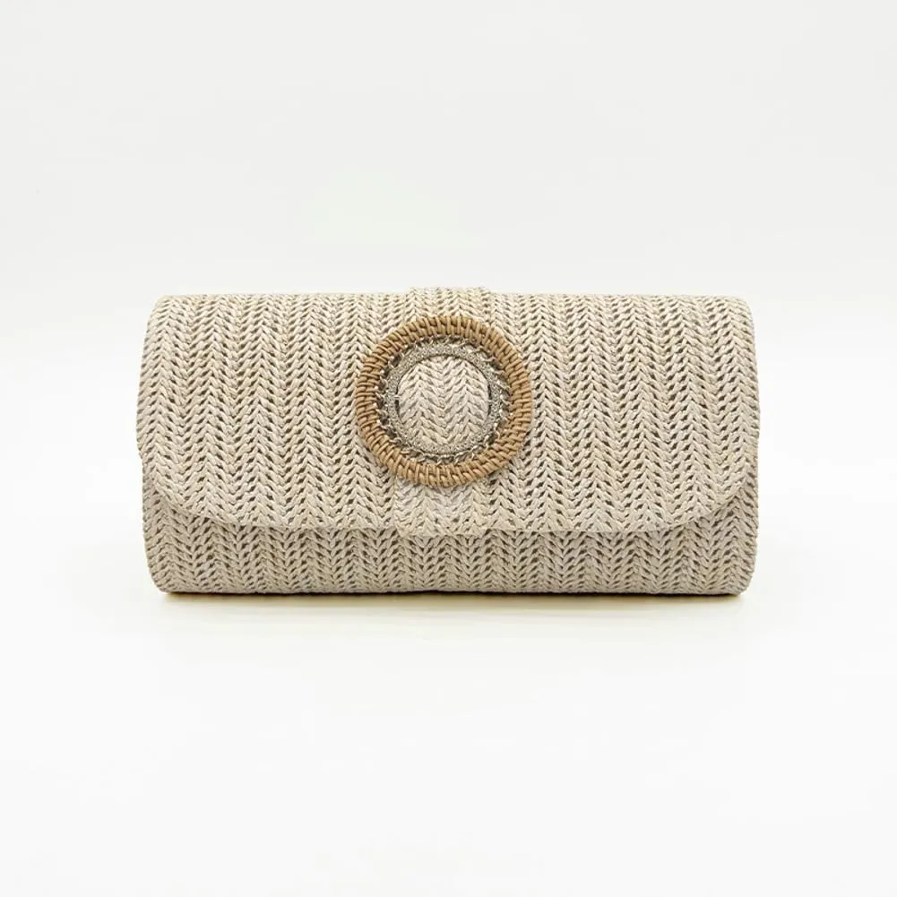Chic Boho Clutch Purses for Women Straw Evening Handbag Rattan Woven Envelope Clutch Bag for Prom Party