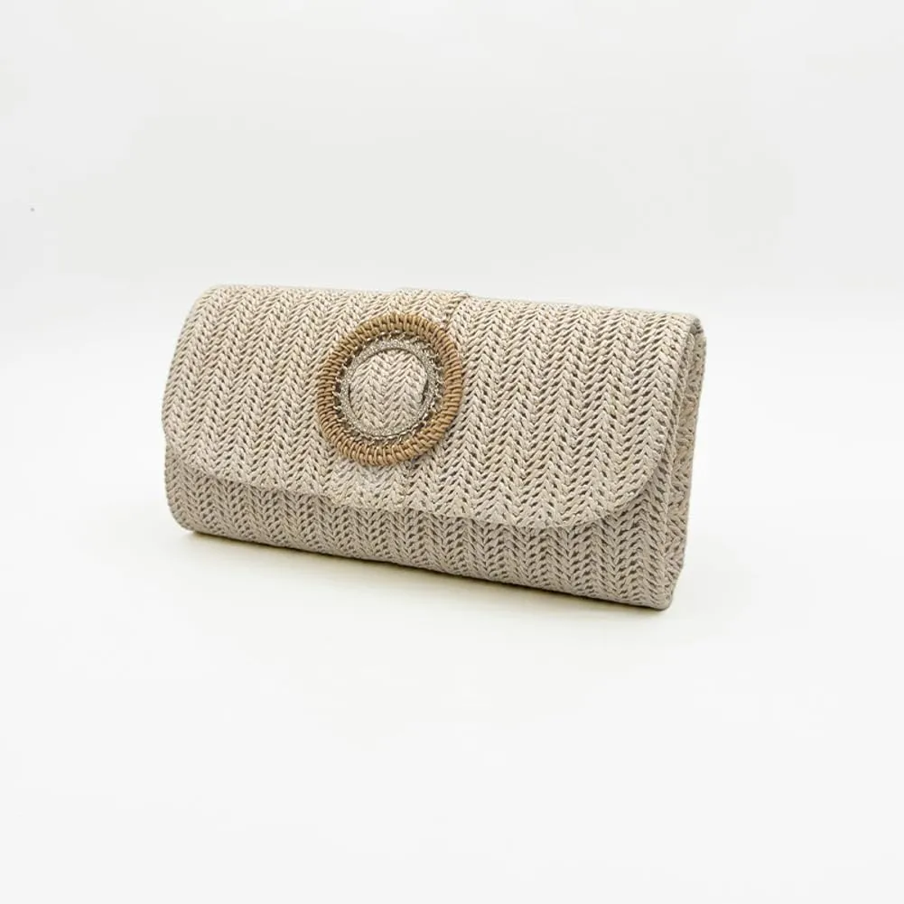 Chic Boho Clutch Purses for Women Straw Evening Handbag Rattan Woven Envelope Clutch Bag for Prom Party