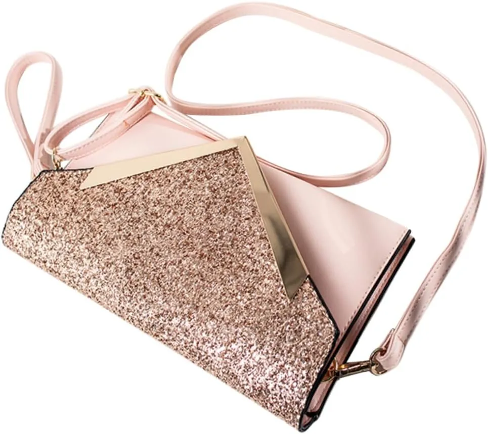 Chic Sequin Clutch Bag Women's Evening Bag for Dinner Wedding Chain Fashion Handbag for Business Cards Phone Wallet for Special Events