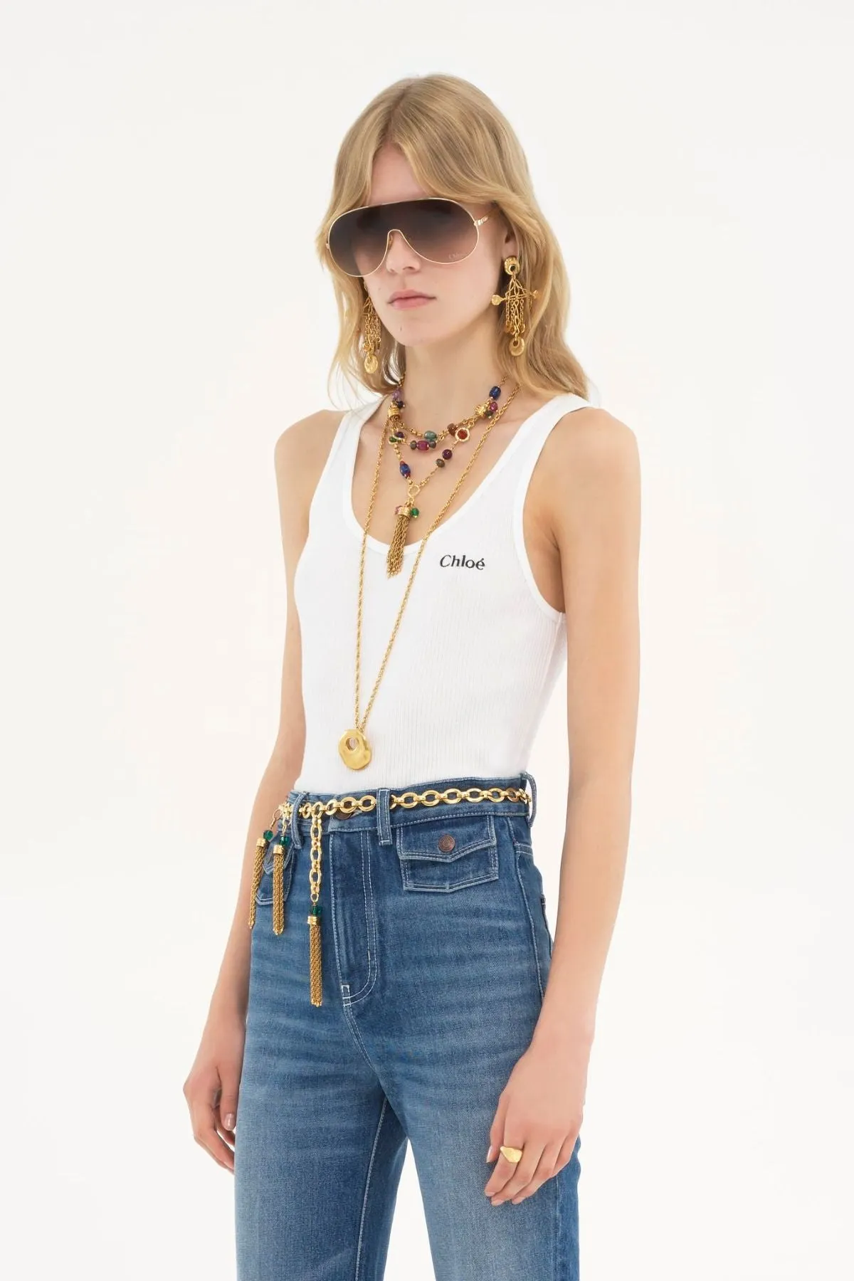 Chlo Rib Tank Top - White