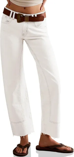Cicy Bell Womens Straight Leg Stretchy Jeans High Waisted Front Seam Cropped Ankle Denim Pants with Pockets