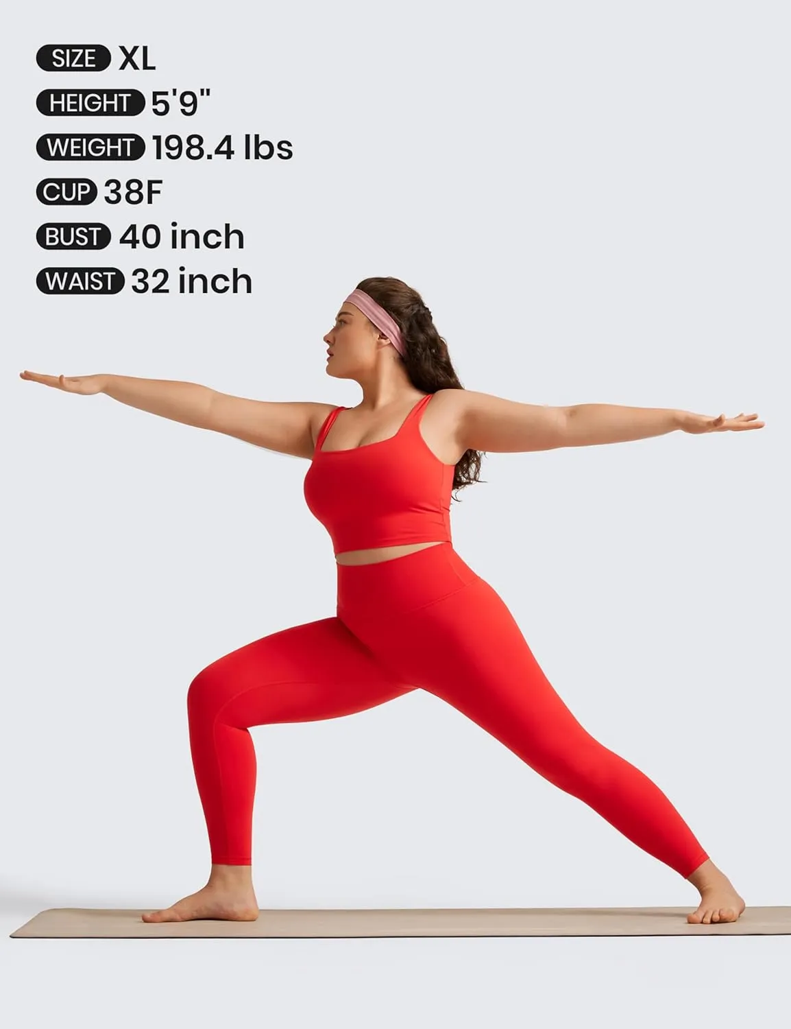 CRZ YOGA Butterluxe Womens Square Neck Longline Sports Bra - Workout Crop Tank Tops Padded Yoga Camisole with Built in Pads