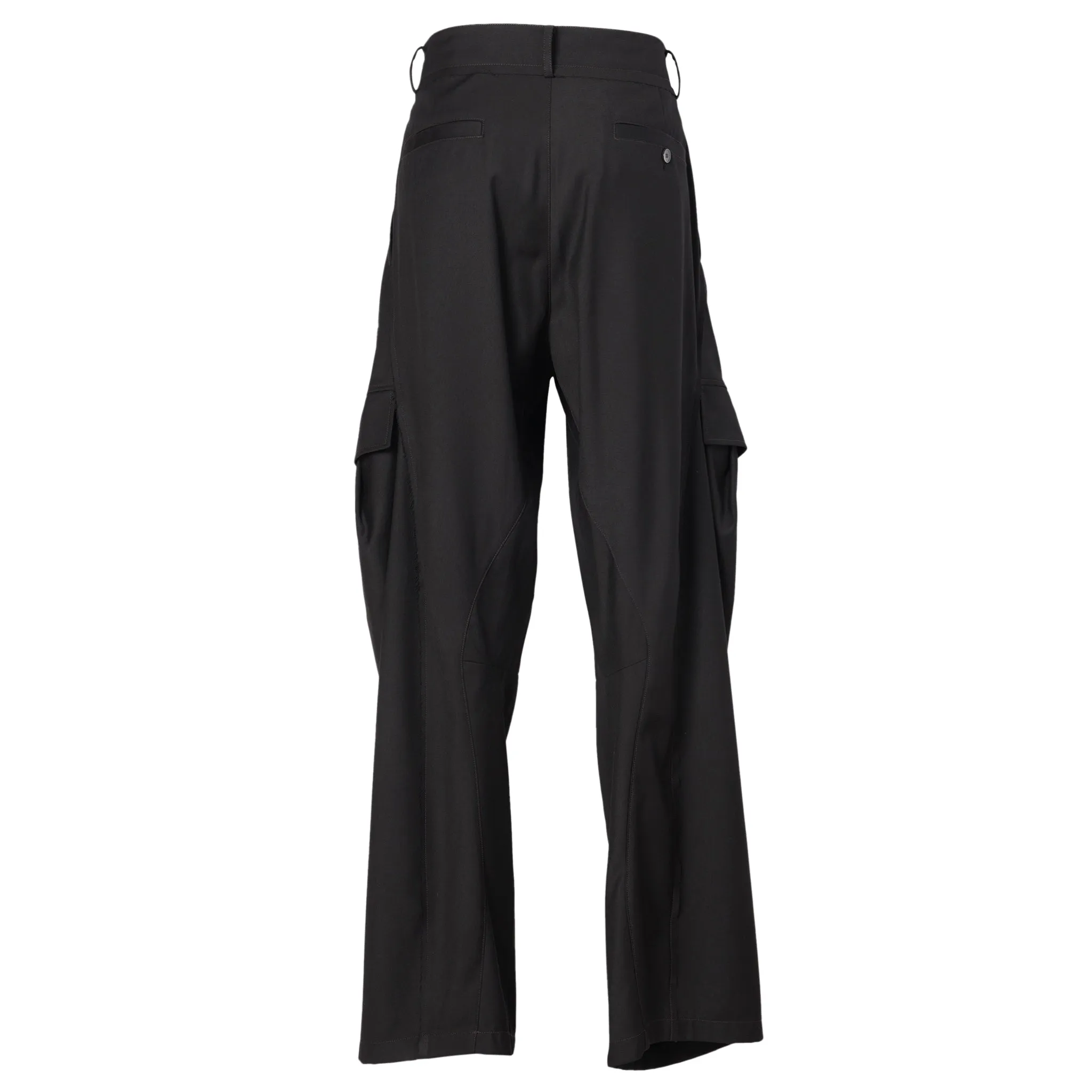 CURVED RAW EDGE TROUSERS / BLACK
