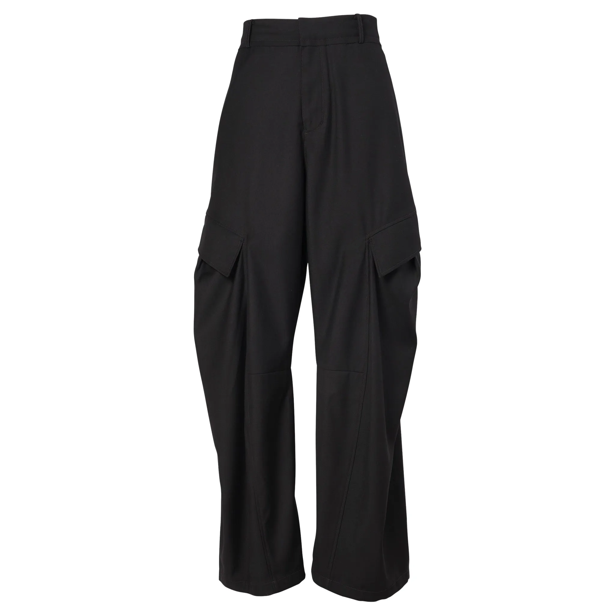 CURVED RAW EDGE TROUSERS / BLACK