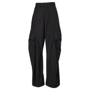 CURVED RAW EDGE TROUSERS / BLACK
