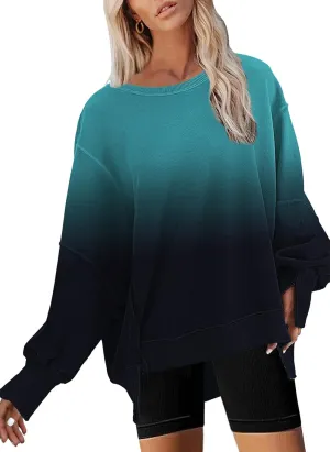 Disamer Womens Crew Neck Sweatshirts Teen Girls Tie Dye Oversized Fall Clothes 2025 Outfits Long Sleeve Pullover Tops