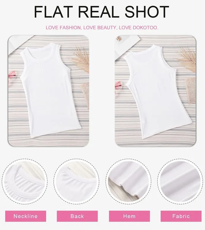 Dokotoo Womens Ladies Ribbed Thick Strap Racerback Tight Slim Fitted Sporty Workout Tank Tops