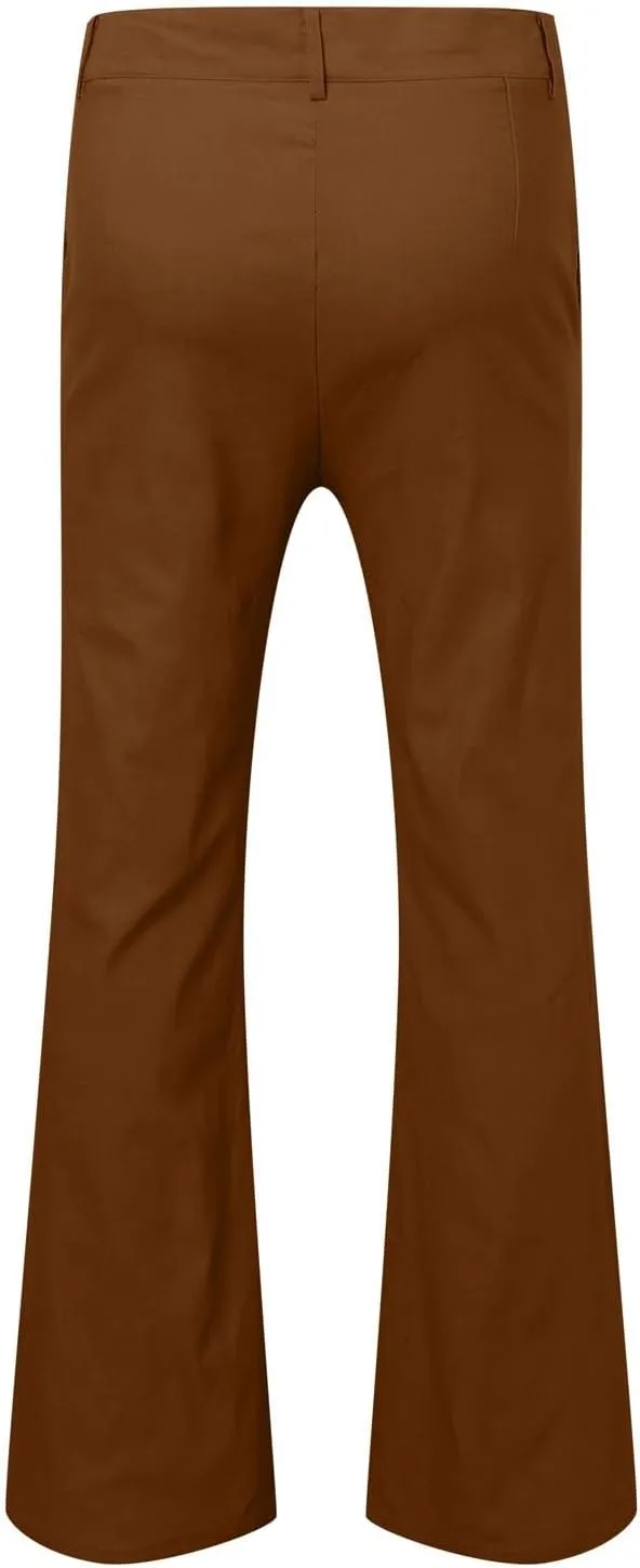 Dress Pants Wide Leg Pants Elastic Waist Solid Color Fashion Comfy Slim Fit Hiking Baggy Casual Pants with Pockets