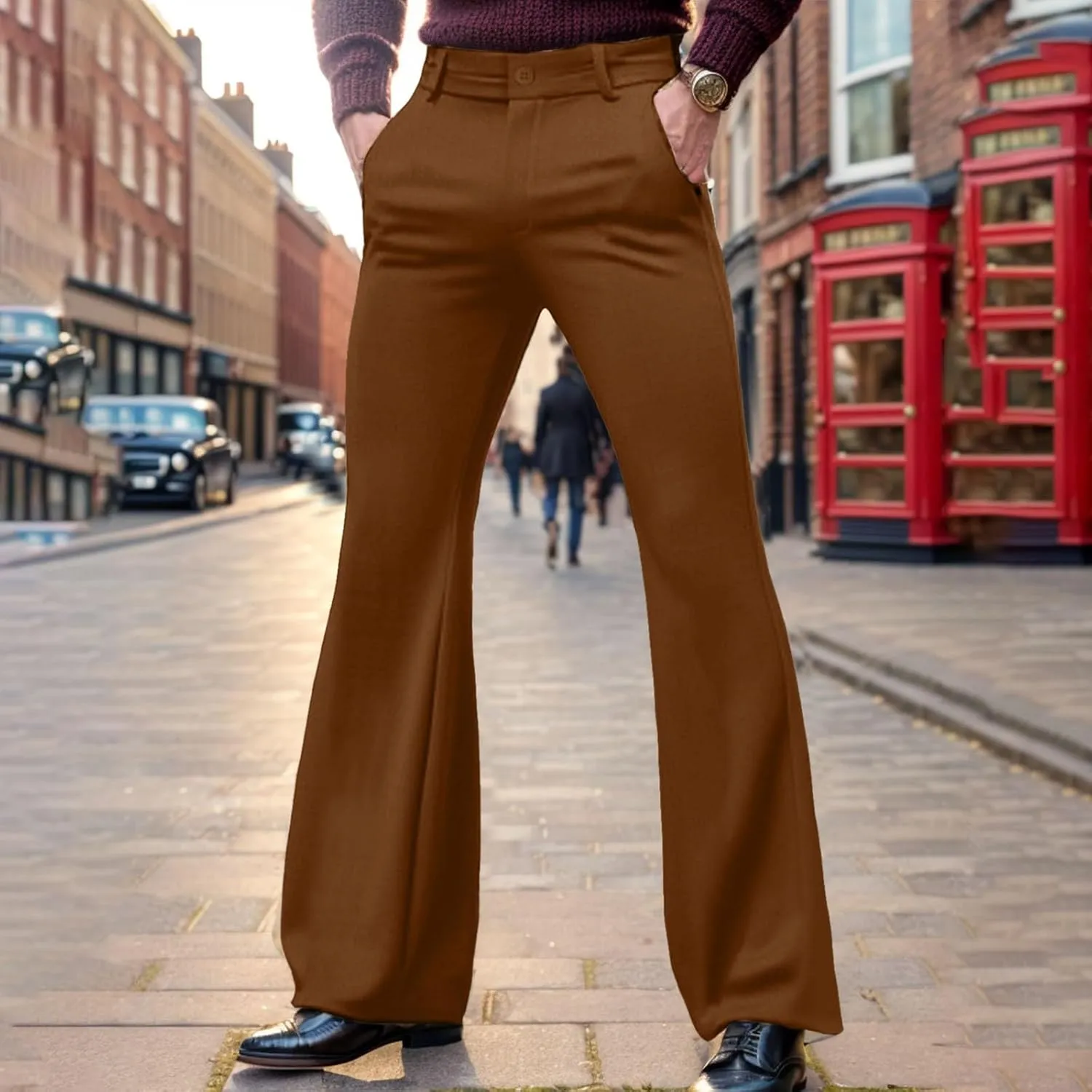 Dress Pants Wide Leg Pants Elastic Waist Solid Color Fashion Comfy Slim Fit Hiking Baggy Casual Pants with Pockets