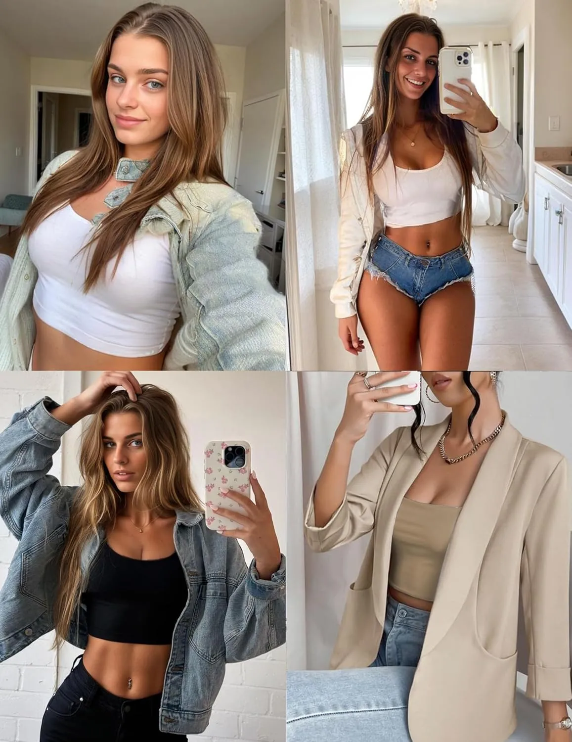 Ekouaer 3 Piece Long Sleeve Crop Tops for Women Scroop Neck Base Layer Basic Thermal Undershirts S-XXL