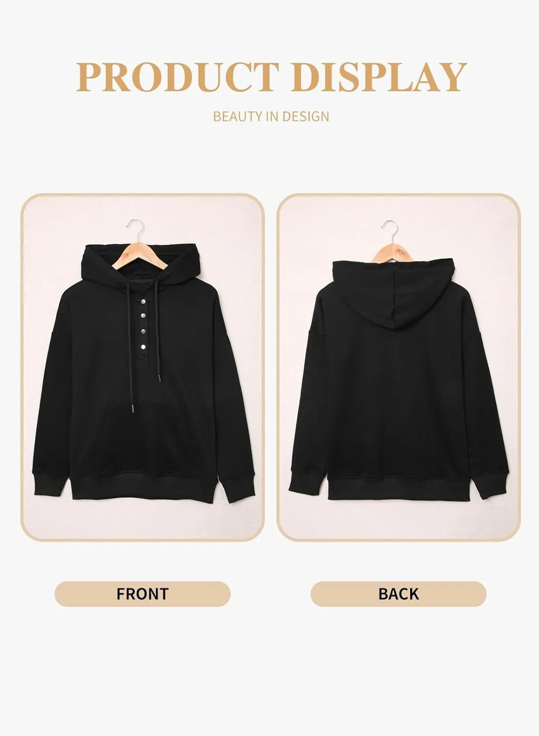 Eytino Plus Size Hooded for Women Tops Long Sleeve Button Collar Drawstring Hoodies Pullover Sweatshirts with Pockets(1X-5X)