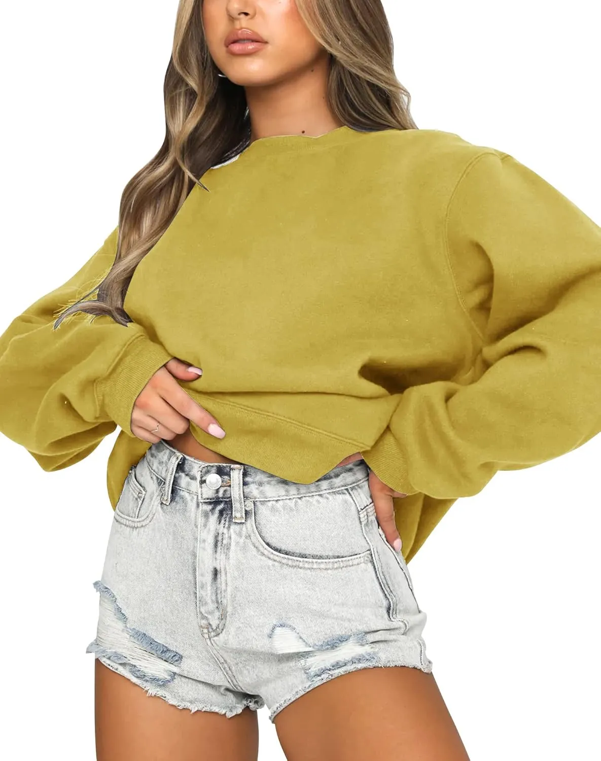 Fanway&EC Women's Long Sleeve Sweatshirt Casual Crewneck Oversized Pullover Hoodies Fall Tops