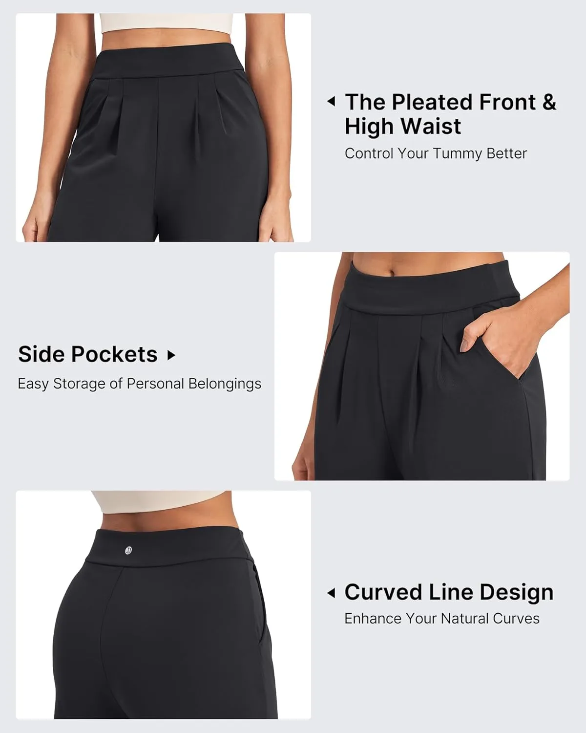 G4Free Bizcasual Wide Leg Dress Yoga Pants for Women with Pockets Stretch Work Pants Business Casual Petite/Regular/Tall