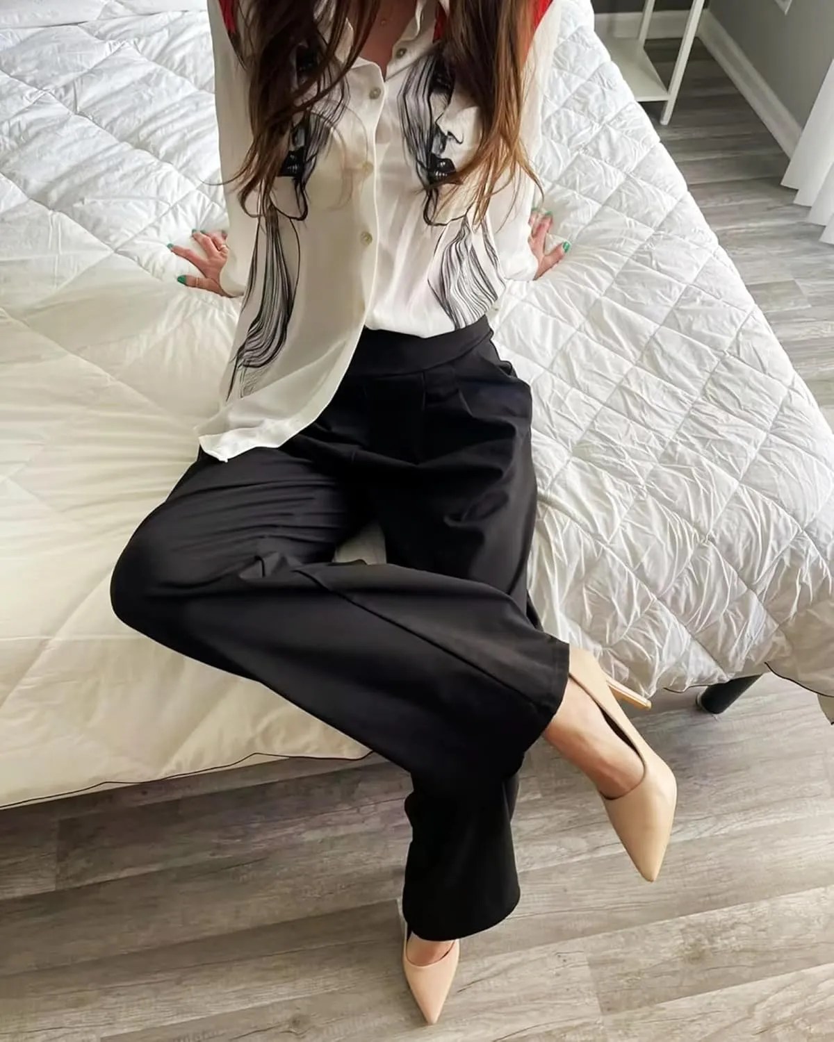 G4Free Bizcasual Wide Leg Dress Yoga Pants for Women with Pockets Stretch Work Pants Business Casual Petite/Regular/Tall