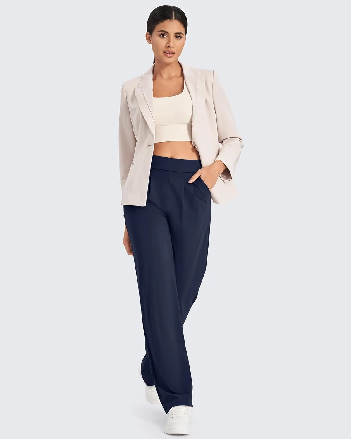 G4Free ShiftReady Wide Leg Dress Yoga Pants for Women with Pockets Stretch Work Pants Business Casual Petite/Regular/Tall