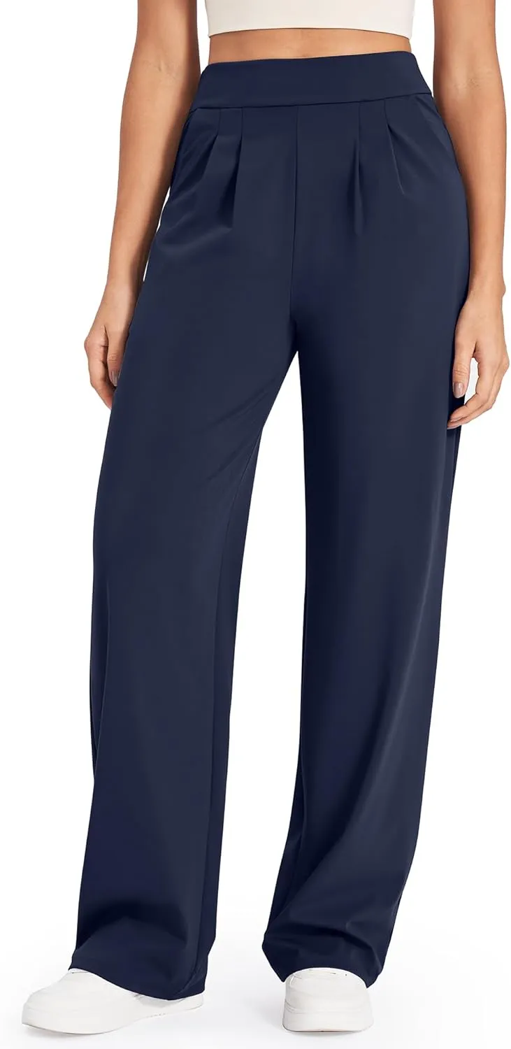 G4Free ShiftReady Wide Leg Dress Yoga Pants for Women with Pockets Stretch Work Pants Business Casual Petite/Regular/Tall