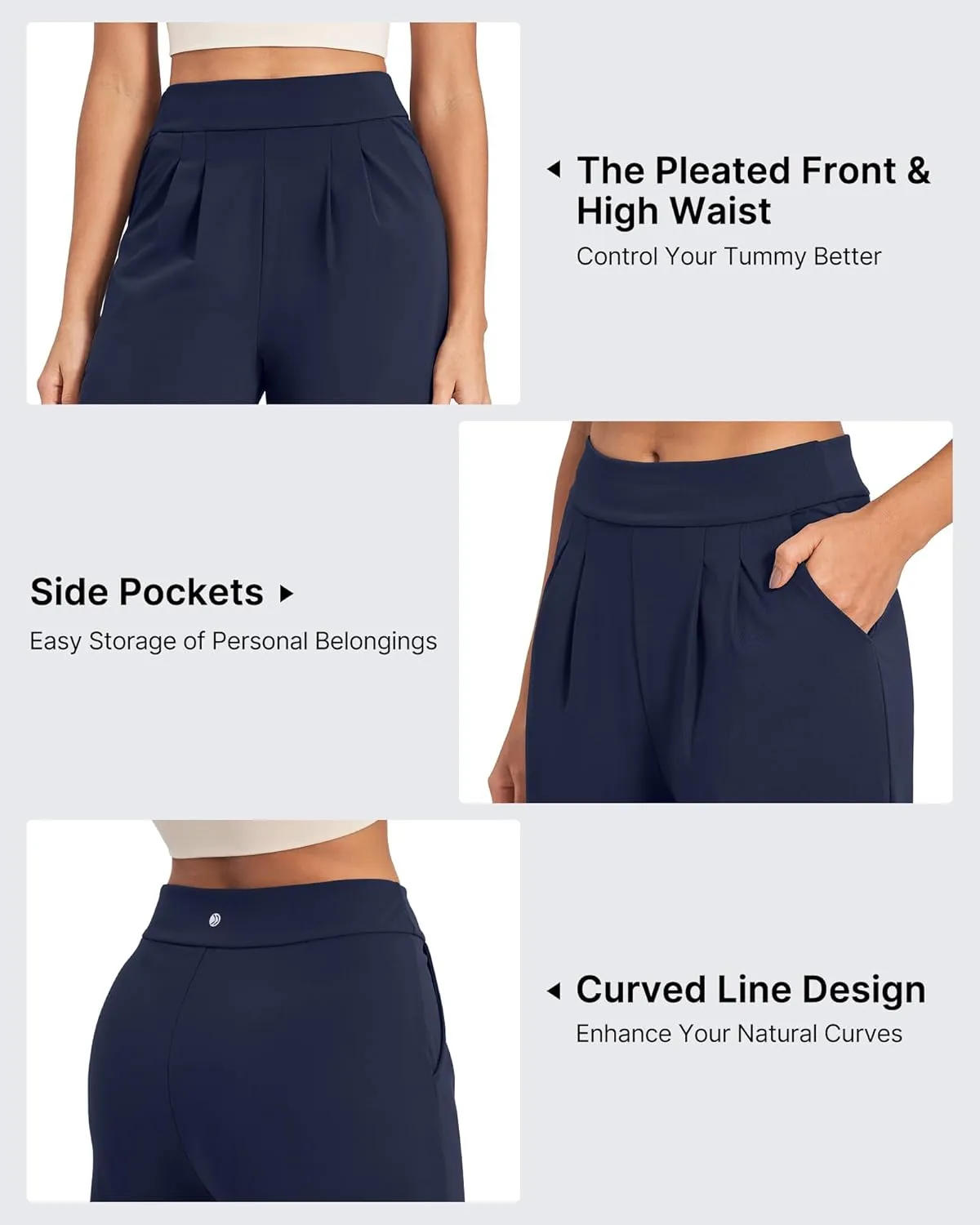 G4Free ShiftReady Wide Leg Dress Yoga Pants for Women with Pockets Stretch Work Pants Business Casual Petite/Regular/Tall