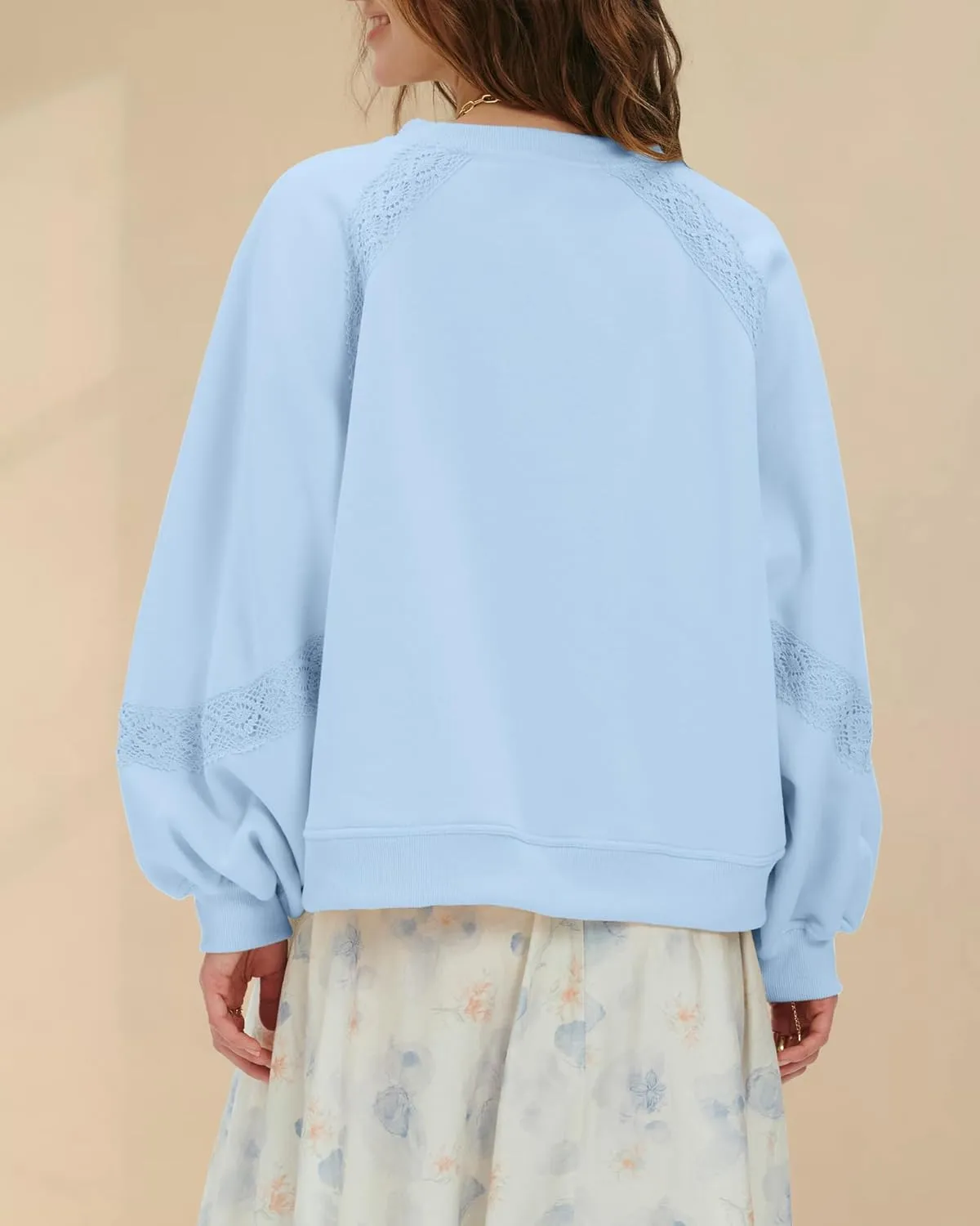 Gacaky Sweatshirt for Women Oversized Fleece Embroidered Crochet Hoodies Cropped Pullover Tops Comfy Fall Outfits Clothes