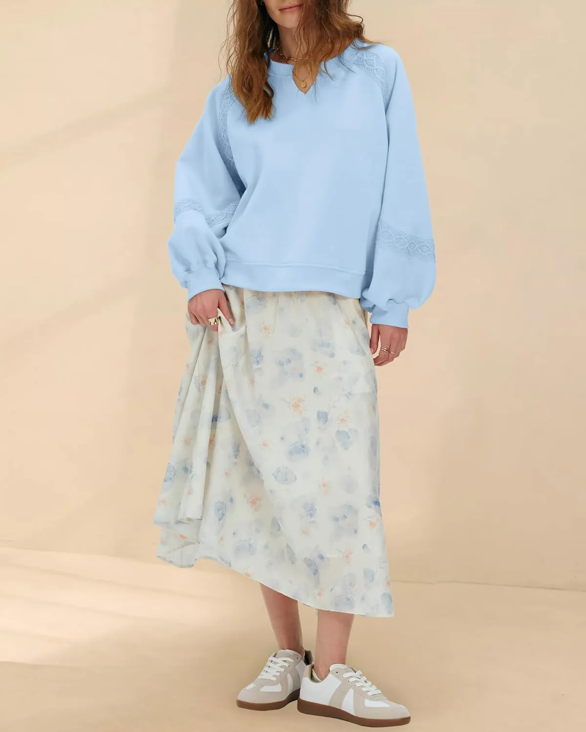 Gacaky Sweatshirt for Women Oversized Fleece Embroidered Crochet Hoodies Cropped Pullover Tops Comfy Fall Outfits Clothes