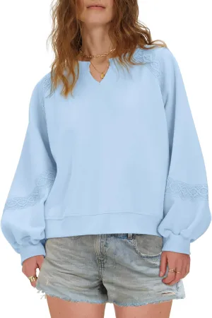 Gacaky Sweatshirt for Women Oversized Fleece Embroidered Crochet Hoodies Cropped Pullover Tops Comfy Fall Outfits Clothes