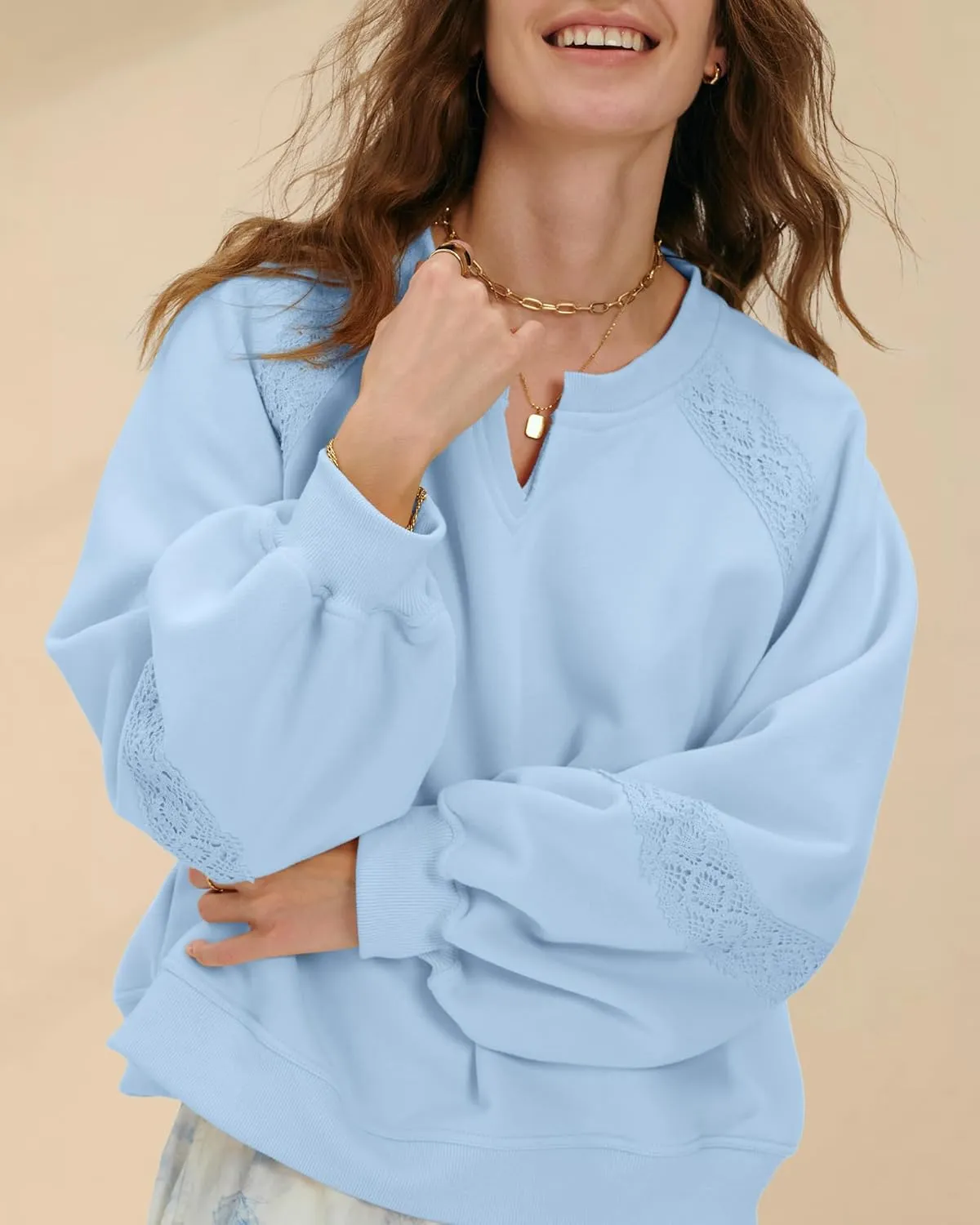 Gacaky Sweatshirt for Women Oversized Fleece Embroidered Crochet Hoodies Cropped Pullover Tops Comfy Fall Outfits Clothes