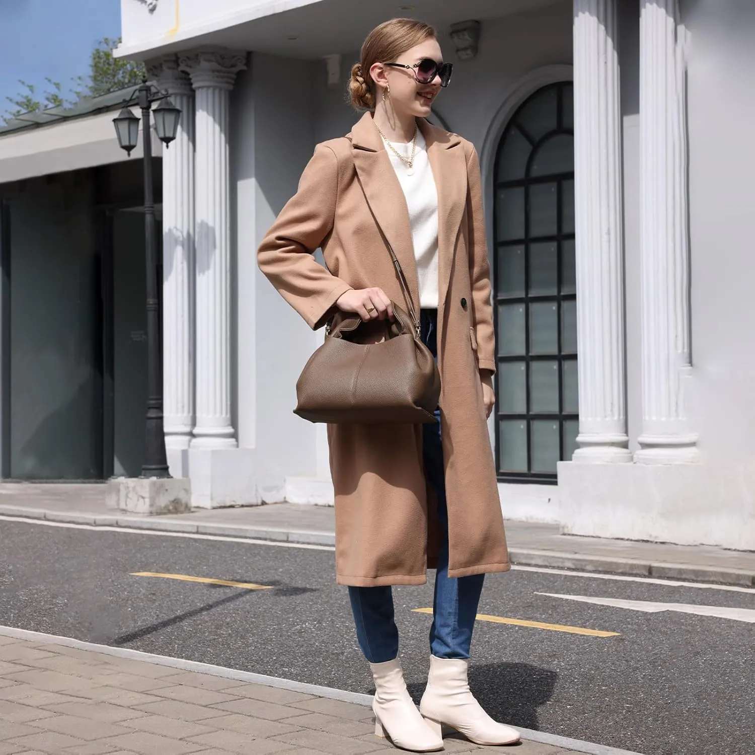 Genuine Leather Retro Shoulder Crossbody Bag for Women, Chic Dumpling Bag and Cute Cloud Handbag for Women