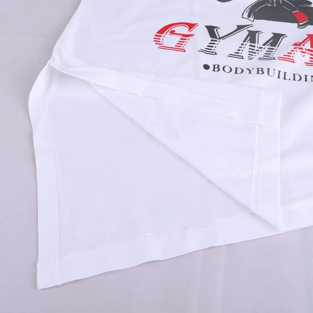GYMAPE Mens Stringer Gym Bodybuilding Tank Tops Cotton for Workout with Arch Hem